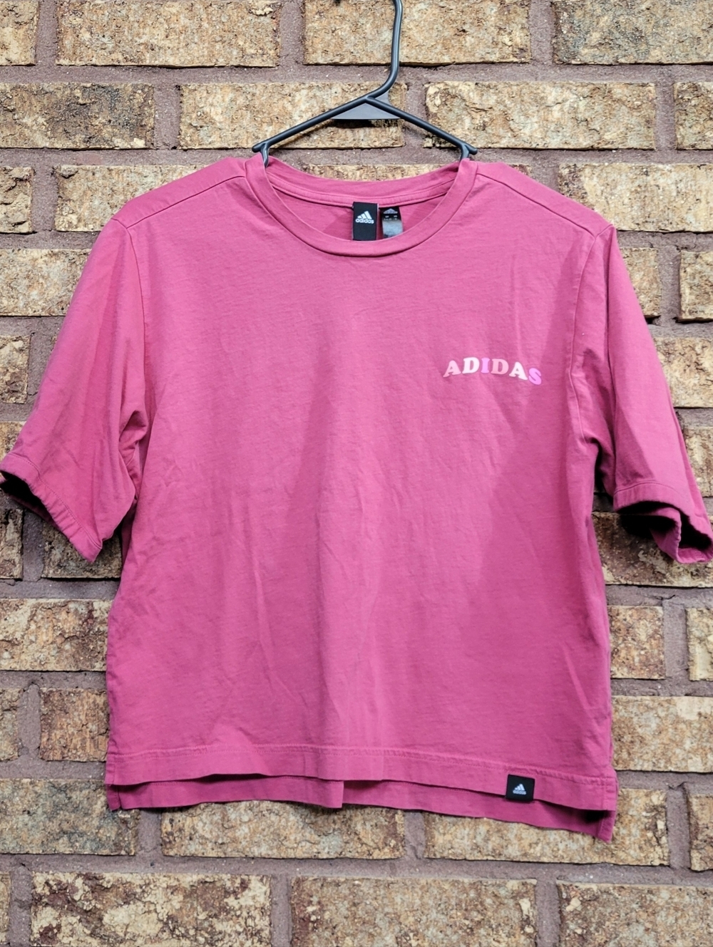 adidas Boxy Crop Tee Dark Pink Size Small
